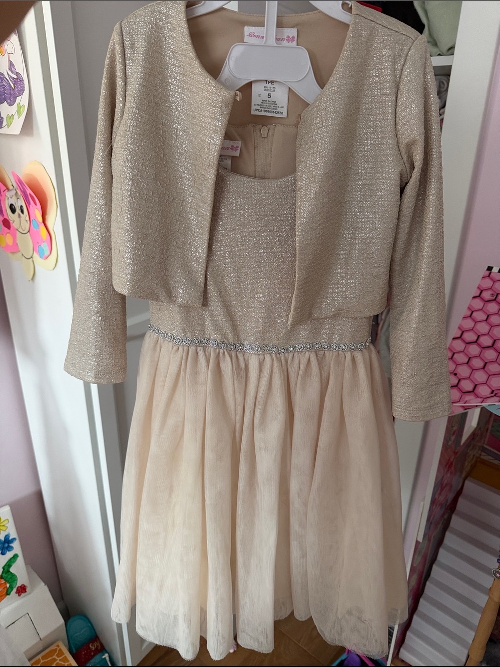 Bonnie Jean Girls Sparkle Ivory Party Dress with Bolero